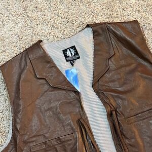Bradford Exchange Men's Brown Leather Vest 3XL John Wayne Collection Western NWT